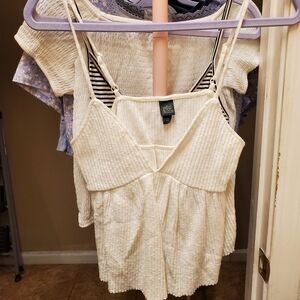 wild fable Cream Ribbed Cami Tank Top